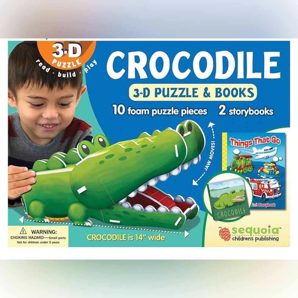 Children's Crocodile 3D Puzzle & Books - Green
